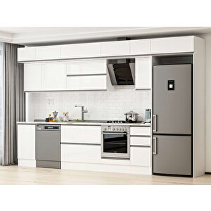 Alvinka 375x240 Cm High Gloss Mdf Mutfak Dolabı Beyaz Beyaz Mb-e90s45s40-2 Beyaz