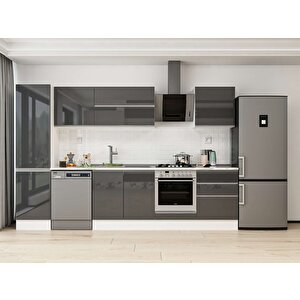 Alvinka 310x210 Cm High Gloss Mutfak Dolabı Beyaz Antrasıt Mb-e80b50s60-2 Antrasit