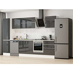 Alvinka 310x210 Cm High Gloss Mutfak Dolabı Beyaz Antrasıt Mb-e80b50s60-2 Antrasit