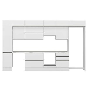Alvinka 395x240 Cm High Gloss Mutfak Dolabı Beyaz Beyaz Mbb-e90b45s60-1