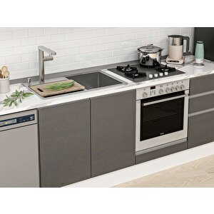 Alvinka 300x210 Cm High Gloss Mdf Mutfak Dolabı Beyaz Antrasıt M-e80s50s50-2 Antrasit