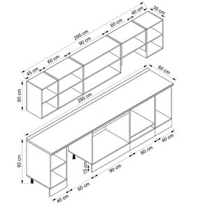 Alvinka 295x210 Cm High Gloss Mdf Mutfak Dolabı Beyaz Beyaz M-e90s45s40-1