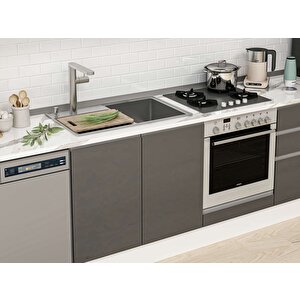320x210 Cm High Gloss Mdf Mutfak Dolabı Beyaz Antrasıt Mb-e80b60s60-2 Antrasit