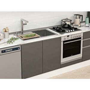 320x210 Cm High Gloss Mutfak Dolabı Beyaz Antrasıt M-e80s60s60-3 Antrasit