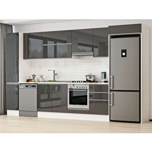 370x222 Cm High Gloss Mutfak Dolabı Beyaz Antrasıt Mbb-e80b40s50-1 Antrasit