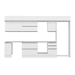 Alvinka 380x240 Cm High Gloss Mutfak Dolabı Beyaz Beyaz Mb-e90s40s50-2