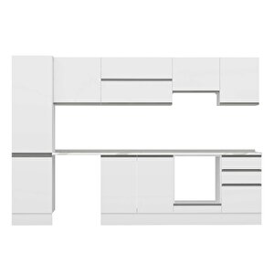 Alvinka 310x210 Cm High Gloss Mutfak Dolabı Beyaz Beyaz M-e90s50s50-1