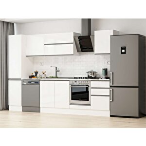 295x210 Cm High Gloss Mutfak Dolabı Beyaz Beyaz Mb-e80b45s50-2 Beyaz