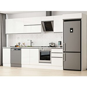 Alvinka 385x222 Cm High Gloss Mdf Mutfak Dolabı Beyaz Beyaz Mb-e90s45s50-2 Beyaz