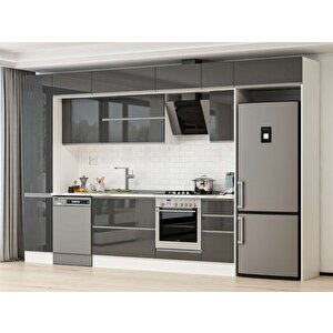 Alvinka 375x240 Cm High Gloss Mdf Mutfak Dolabı Beyaz Antrasıt Mbb-e90b45s40-2 Antrasit