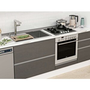 Alvinka 375x240 Cm High Gloss Mdf Mutfak Dolabı Beyaz Antrasıt Mbb-e90b45s40-2 Antrasit
