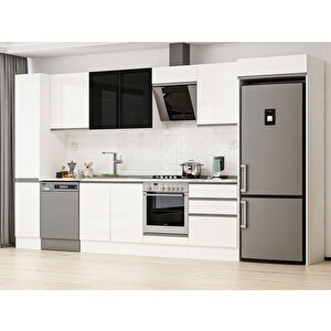 Alvinka 390x222 Cm High Gloss Mdf Mutfak Dolabı Beyaz Beyaz Mbb-e90b40s60-3 Beyaz