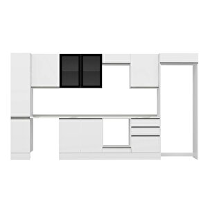Alvinka 390x222 Cm High Gloss Mdf Mutfak Dolabı Beyaz Beyaz Mbb-e90b40s60-3