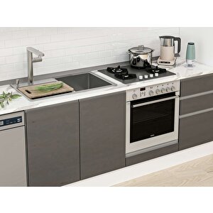 Alvinka 365x222 Cm High Gloss Mdf Mutfak Dolabı Beyaz Antrasıt Mbb-e80b40s45-3 Antrasit