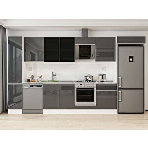 Alvinka 390x222 Cm High Gloss Mdf Mutfak Dolabı Beyaz Antrasıt Mbb-e90b40s60-3 Antrasit