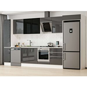 Alvinka 390x222 Cm High Gloss Mdf Mutfak Dolabı Beyaz Antrasıt Mbb-e90b40s60-3 Antrasit