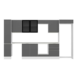 Alvinka 390x222 Cm High Gloss Mdf Mutfak Dolabı Beyaz Antrasıt Mbb-e90b40s60-3