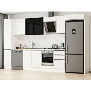 Alvinka 365x222 Cm High Gloss Mdf Mutfak Dolabı Beyaz Beyaz Mbb-e80b40s45-3 Beyaz