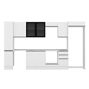 Alvinka 365x222 Cm High Gloss Mdf Mutfak Dolabı Beyaz Beyaz Mbb-e80b40s45-3