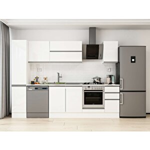Alvinka 290x210 Cm High Gloss Mdf Mutfak Dolabı Beyaz Beyaz Mb-e90b40s40-2 Beyaz