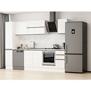 Alvinka 290x210 Cm High Gloss Mdf Mutfak Dolabı Beyaz Beyaz Mb-e90b40s40-2 Beyaz
