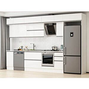 Alvinka 370x240 Cm High Gloss Mdf Mutfak Dolabı Beyaz Beyaz Mb-e90s40s40-2 Beyaz