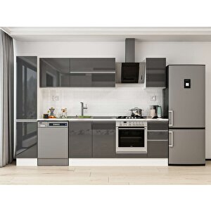 Alvinka 290x210 Cm High Gloss Mdf Mutfak Dolabı Beyaz Antrasıt Mb-e90b40s40-2 Antrasit