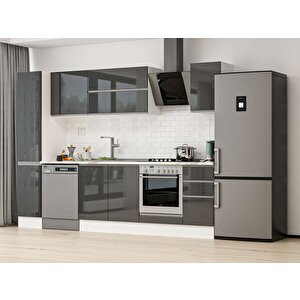 Alvinka 290x210 Cm High Gloss Mdf Mutfak Dolabı Beyaz Antrasıt Mb-e90b40s40-2 Antrasit