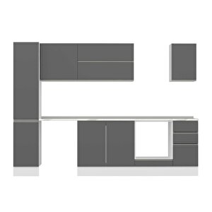 Alvinka 290x210 Cm High Gloss Mdf Mutfak Dolabı Beyaz Antrasıt Mb-e90b40s40-2