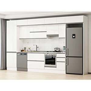 Alvinka 380x240 Cm High Gloss Mutfak Dolabı Beyaz Beyaz Mbb-e80b60s40-1 Beyaz