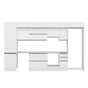 Alvinka 380x240 Cm High Gloss Mutfak Dolabı Beyaz Beyaz Mbb-e80b60s40-1