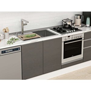 Alvinka 310x210 Cm High Gloss Mdf Mutfak Dolabı Beyaz Antrasıt M-e90s60s40-3 Antrasit