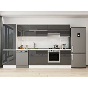 Alvinka 310x210 Cm High Gloss Mutfak Dolabı Beyaz Antrasıt Mb-e80b60s50-1 Antrasit