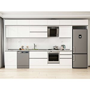Alvinka 410x240 Cm High Gloss Mdf Mutfak Dolabı Beyaz Beyaz Mb-e90s60s60-2 Beyaz
