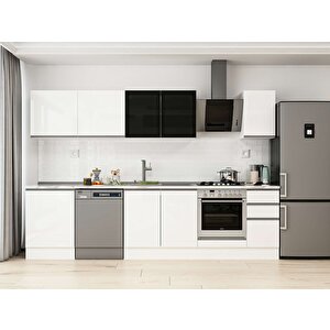 Alvinka 310x210 Cm High Gloss Mdf Mutfak Dolabı Beyaz Beyaz M-e90s60s40-3 Beyaz