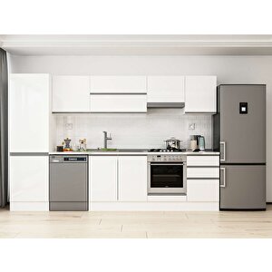 Alvinka 310x210 Cm High Gloss Mutfak Dolabı Beyaz Beyaz Mb-e80b60s50-1 Beyaz