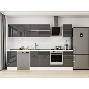 Alvinka 290x210 Cm High Gloss Mdf Mutfak Dolabı Beyaz Antrasıt M-e80s45s45-2 Antrasit