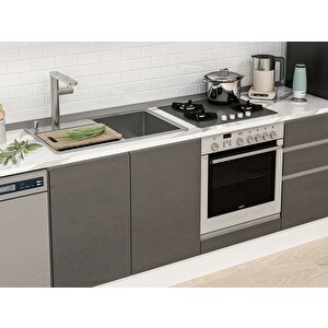 Alvinka 290x210 Cm High Gloss Mdf Mutfak Dolabı Beyaz Antrasıt M-e80s45s45-2 Antrasit