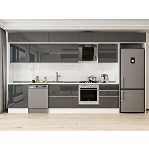 Alvinka 410x240 Cm High Gloss Mdf Mutfak Dolabı Beyaz Antrasıt Mb-e90s60s60-2 Antrasit