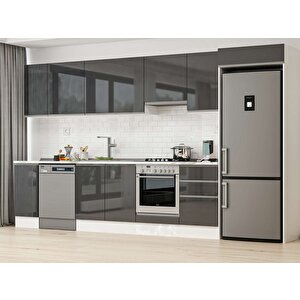 Alvinka 370x222 Cm High Gloss Mdf Mutfak Dolabı Beyaz Antrasıt Mb-e80s40s50-1 Antrasit