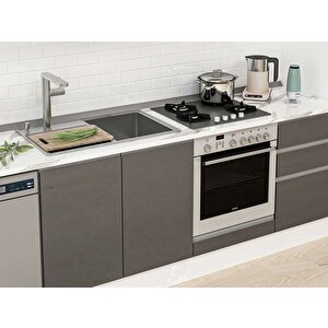 Alvinka 370x222 Cm High Gloss Mdf Mutfak Dolabı Beyaz Antrasıt Mb-e80s40s50-1 Antrasit