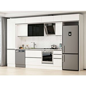Alvinka 380x240 Cm High Gloss Mutfak Dolabı Beyaz Beyaz Mbb-e90b50s40-3 Beyaz