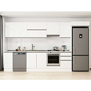 Alvinka 370x222 Cm High Gloss Mdf Mutfak Dolabı Beyaz Beyaz Mb-e80s40s50-1 Beyaz