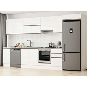 Alvinka 370x222 Cm High Gloss Mdf Mutfak Dolabı Beyaz Beyaz Mb-e80s40s50-1 Beyaz