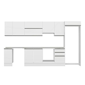 Alvinka 370x222 Cm High Gloss Mdf Mutfak Dolabı Beyaz Beyaz Mb-e80s40s50-1