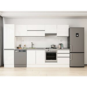 Alvinka 320x210 Cm High Gloss Mdf Mutfak Dolabı Beyaz Beyaz Mb-e90b50s60-1 Beyaz