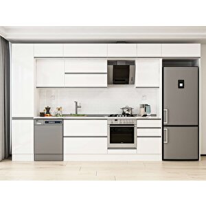 Alvinka 385x240 Cm High Gloss Mutfak Dolabı Beyaz Beyaz Mbb-e90b45s50-2 Beyaz