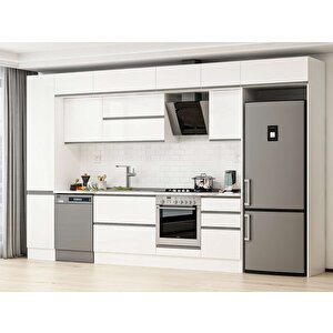 Alvinka 385x240 Cm High Gloss Mutfak Dolabı Beyaz Beyaz Mbb-e90b45s50-2 Beyaz