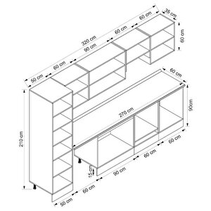 Alvinka 320x210 Cm High Gloss Mdf Mutfak Dolabı Beyaz Antrasıt Mb-e90b50s60-1