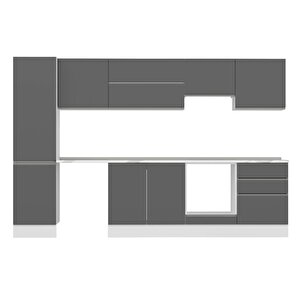 Alvinka 320x210 Cm High Gloss Mdf Mutfak Dolabı Beyaz Antrasıt Mb-e90b50s60-1